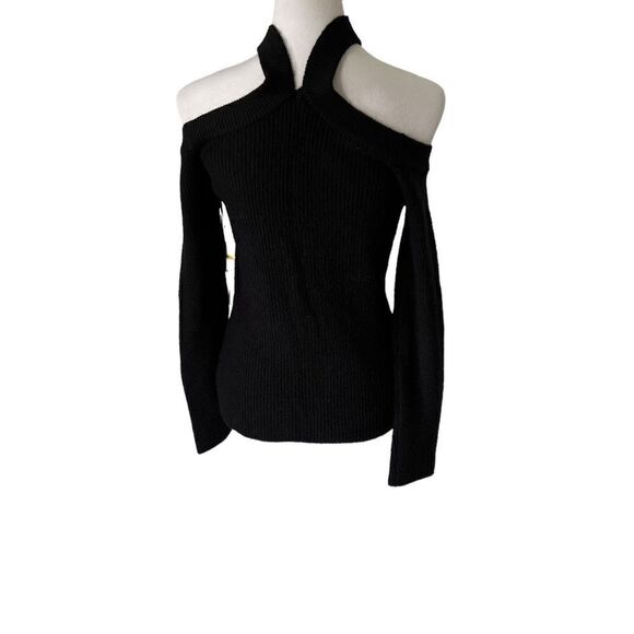 🆕 1 State Cold  Midnight Garden Shoulder Ribbed Knit Pullover Sweater size M - Picture 5 of 7
